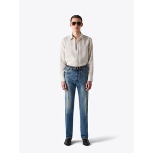 BLK DNM Shirt Mens Size 50 Large White Stripe Casual Modern 70s Collar $290